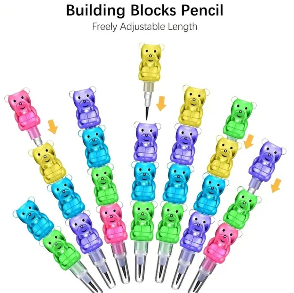 5 Pack Never ending Colorful Bear Pencils. Each Lil Bear Has A Fresh Point